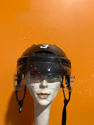 Game Used Black Bauer 5100 Pro Stock Helmet Charlotte Checkers #3 Medium