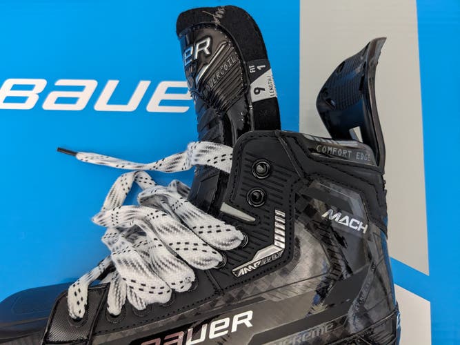 Senior New Bauer Supreme Mach Hockey Skates with TI Steel 9 Fit 1