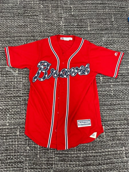 Red Used Adult Men's Small Men's Majestic Atlanta Braves Jersey