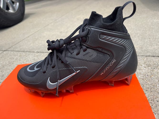 Nike Alpha Huarache 8 Elite LAX Lacrosse Cleat Black/Silver CW4440 011 Men