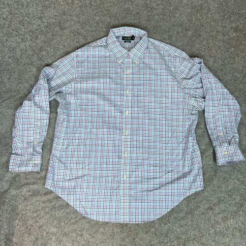 Lauren Ralph Lauren Mens Shirt 18 34 / 35 Blue Plaid Button Long Sleeve Casual