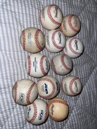 Used Rawlings And Diamond Collegiate Baseballs
