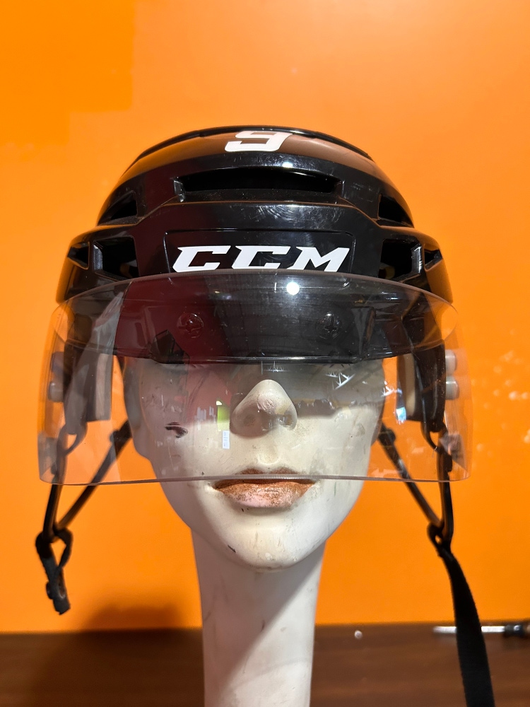 Used Charlotte Checkers Small CCM Pro Stock Vector V08 Helmet #9