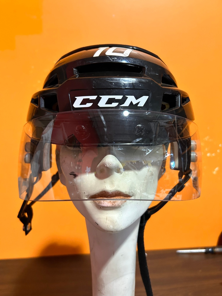 Used Charlotte Checkers Small CCM Pro Stock Vector V08 Helmet #10
