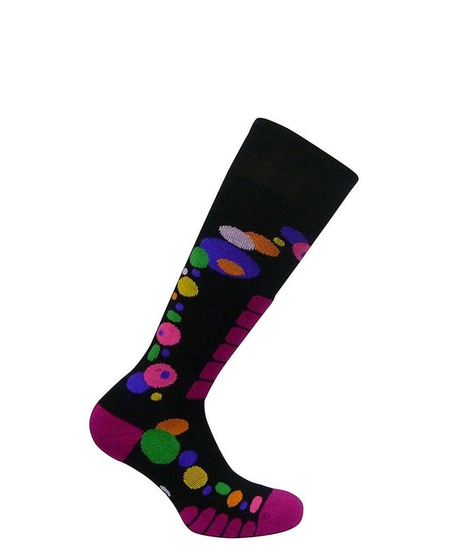 Women's Free Style Silver Ski Snowboard Comfort Socks, Black,  Pink Large 10-12