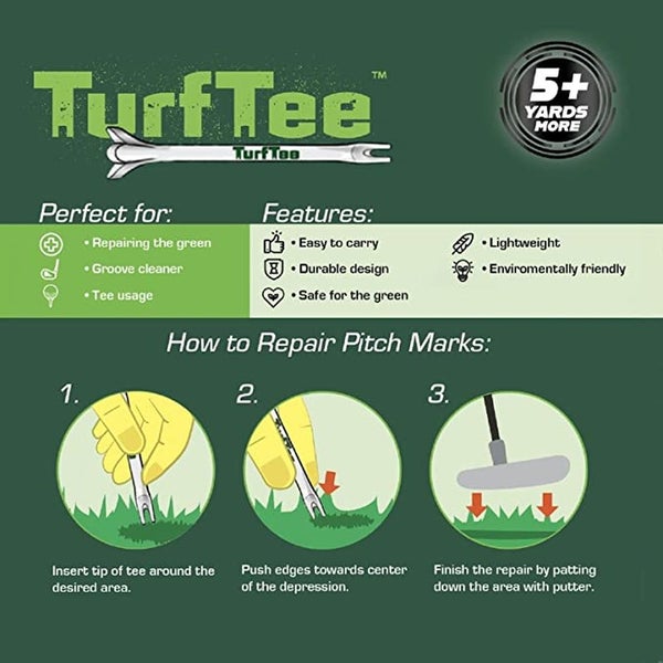 Zero Friction Turf Tees Power 3-Prong (3" White, 30pk) Golf Tee / Repair Tool
