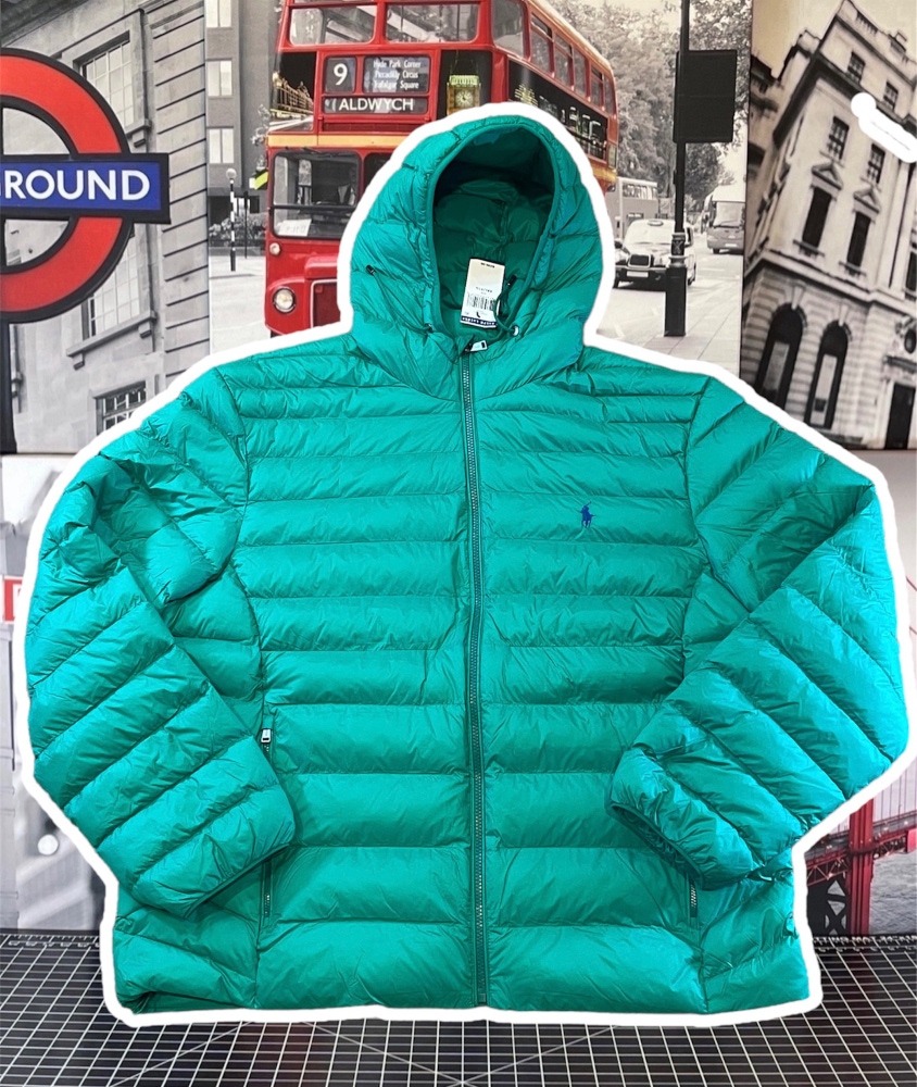 Polo Ralph Lauren Men’s Green Packable Puffer Jacket Water Repellent Sz XXL NWT