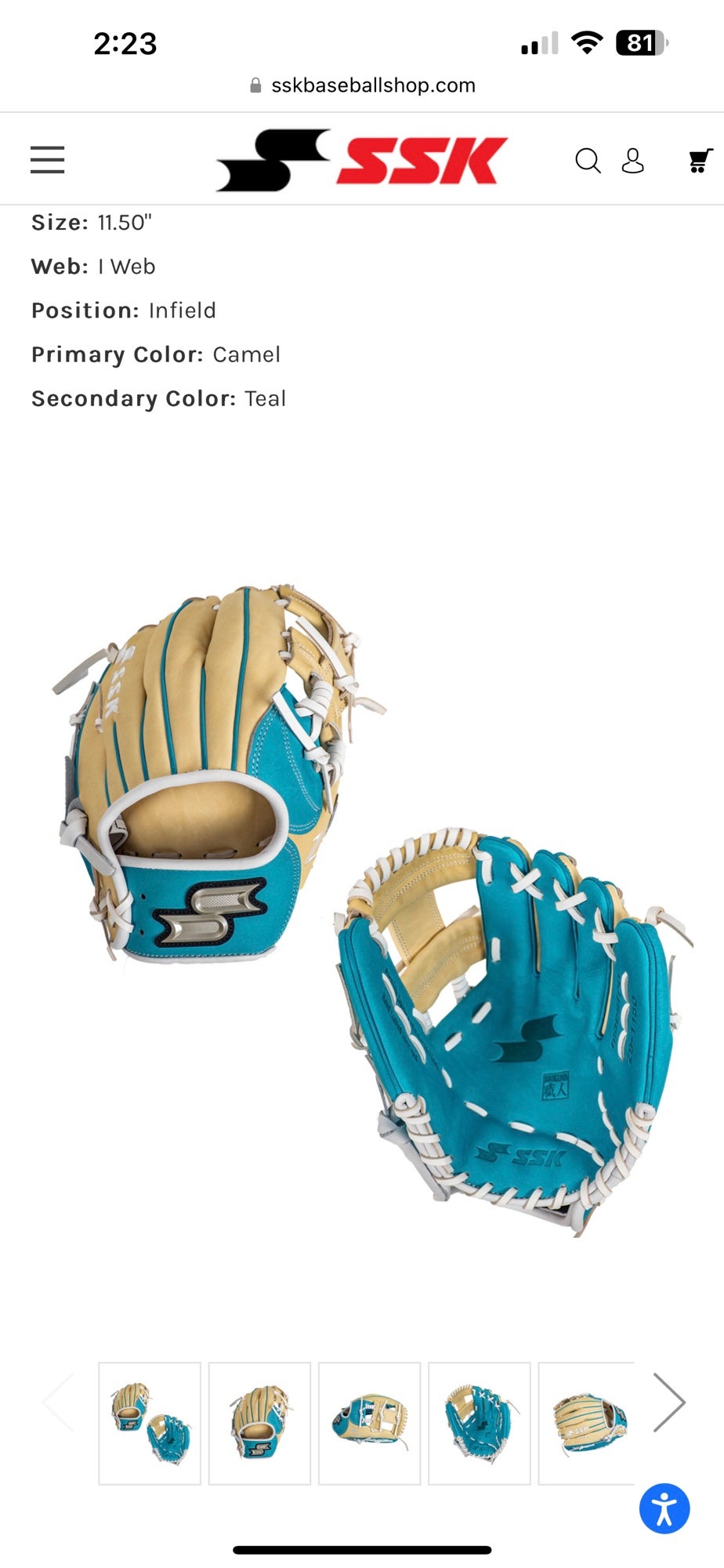 SSK Z9 Maestro 11.5 Infield Baseball Glove
