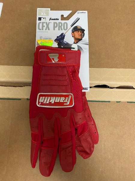 New Franklin Adult CFX Pro Chrome Dip Batting Gloves XL Red Retail $39 MLB