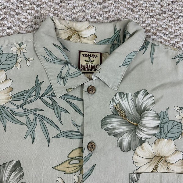 Tommy Bahama Floral Polo Shirt Mens Large L Hawaiian Green Floral Short  Sleeve | SidelineSwap