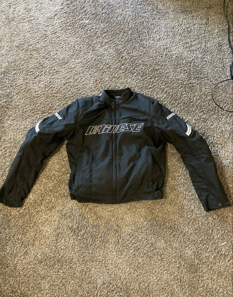 Black Used Men's Small / Medium Dainese RACING TEX MOTORCYCLE JACKET BLACK-REFLEX  Jacket