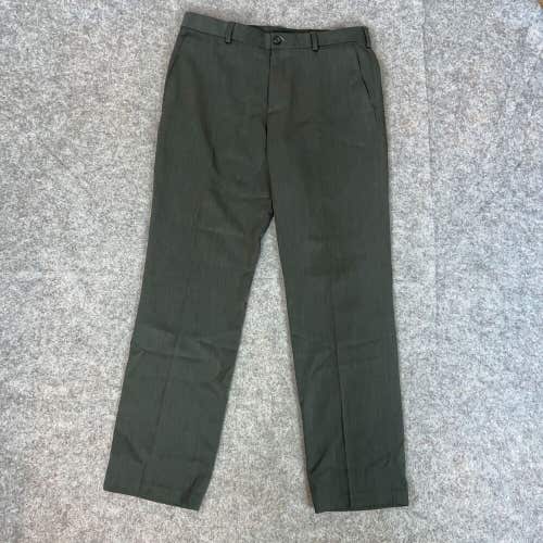 Izod Men Pants 34x32 Gray Dress Straight Pockets Formal Zip Solid Breathable