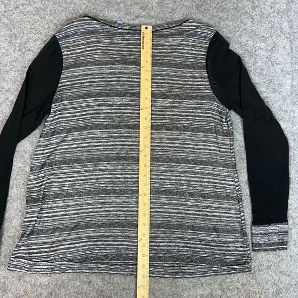 Simply Vera Wang Womens Shirt Extra Large Gray Striped Long Sleeve Mesh  Sleeve