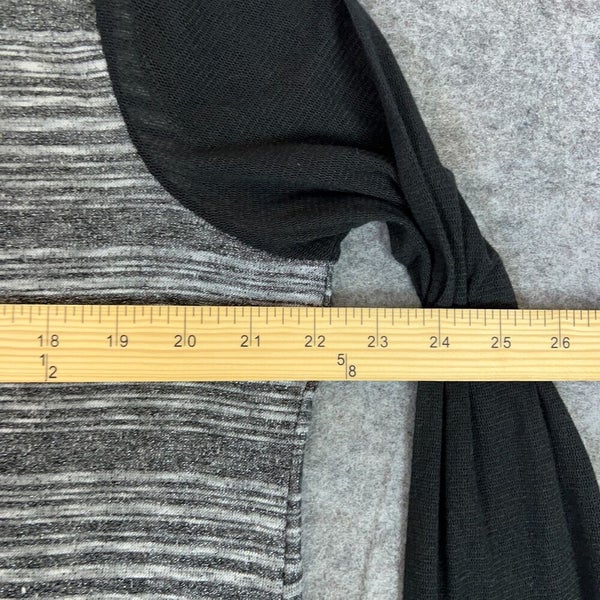 Simply Vera Wang Womens Shirt Extra Large Gray Striped Long Sleeve Mesh  Sleeve