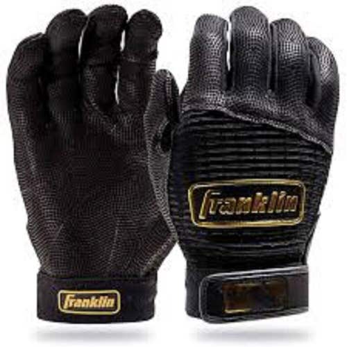 NWT Franklin Pro Classic Gold Series Adult Batting Gloves Black/Gold Size Large