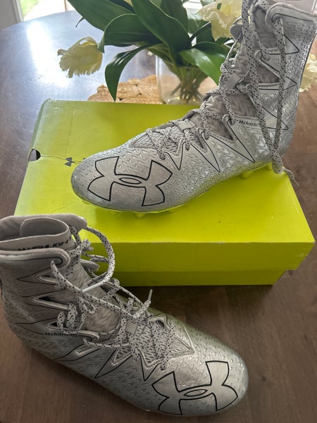 New UA Highlight Hightop Cleats Size 11 Silver