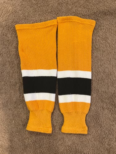 Black/Gold/white Used Youth Small  Knit Hockey Socks