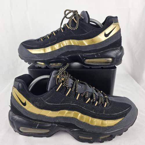 Nike Air Max 95 Black Metallic Gold Men's Sneakers 538416-007 Size 9.5