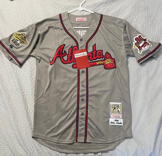John Smoltz Jersey Atlanta Braves 1995 World Series Throwback Stitched Gray Size 44