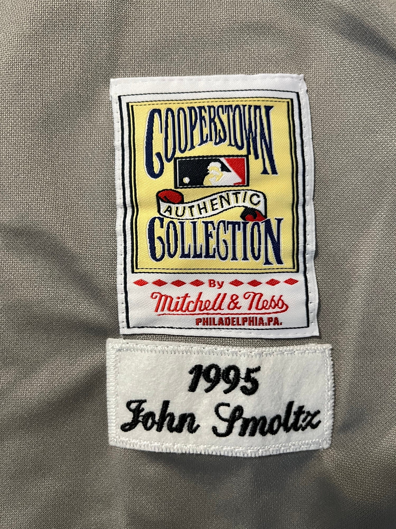 John Smoltz Jersey Atlanta Braves 1995 World Series Throwback Stitched Gray  Size 44