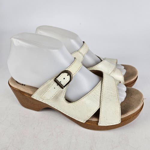 Dansko Sela Ivory Leather Adjustable Sandals Shoes 9802012200 Womens 40 US 9