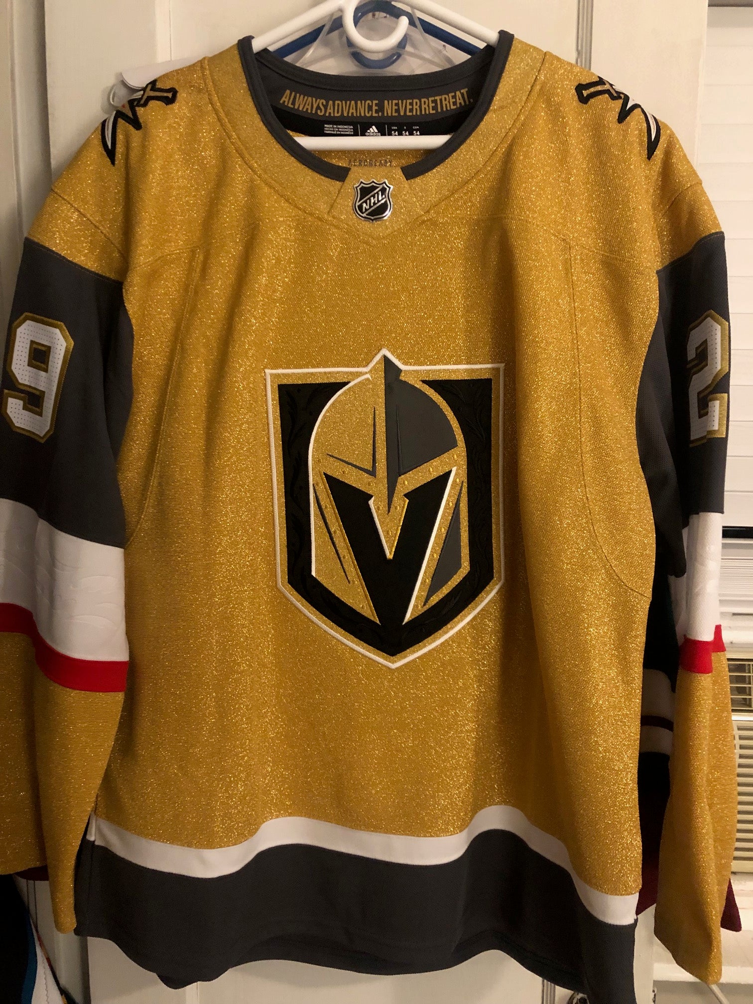 NHL Adidas Indo Vegas Golden Knights Jersey Gold/Alternate Fleury #29 sz  54