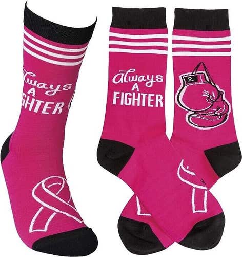 "Always A Fighter"-  Socks for Breast Cancer Awareness