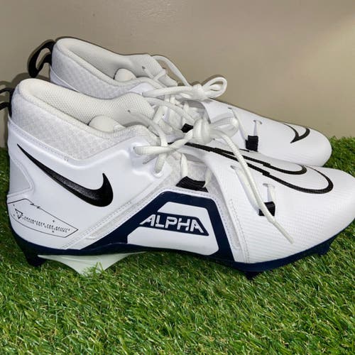 Nike Alpha Menace Pro 3 Football Cleat White Navy Black CT6649-108 Mens 11.5 NEW