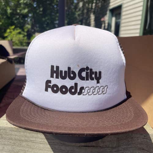 Vintage Hub City Foods Snapback Foam Trucker Hat