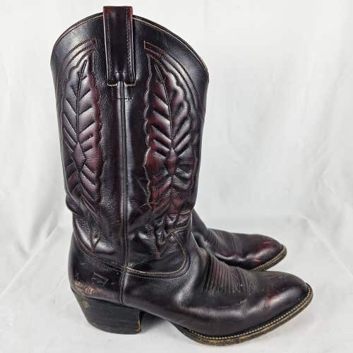VTG Levis Burgundy Cherry Red Leather Cowboy Western Boots Mens Size 10 M