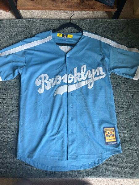 Throwback 50'S Jackie Robinson #42 Brooklyn Type Baseball Jersey Blue  Stitched