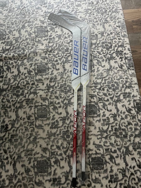 2 Pack Pro Stock USA Color Bauer Hyperlite 26’ Goalie Sticks. Round Paddle