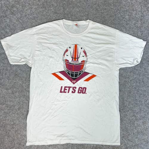 Virginia Tech Hokies Mens Shirt Large White Short Sleeve Tee Top NCAA Football