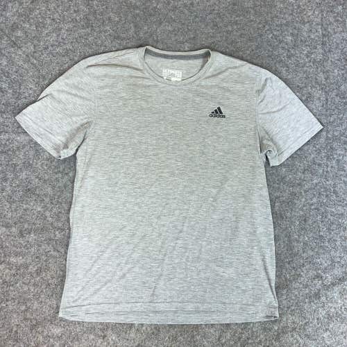 Adidas Mens Shirt Large Gray Short Sleeve Tee Casual Knit Ultimate Top Logo