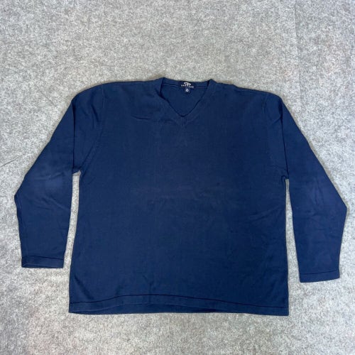Vantage Men Sweater 2XL XXL Navy Long Sleeve V Neck Casual Solid Long Sleeve
