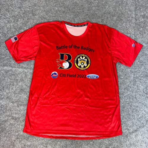 C&C Mens Shirt Extra Large Red Short Sleeve Tee New York Fire Baseball USA Top