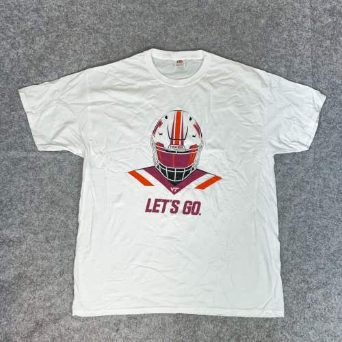 Virginia Tech Hokies Mens Shirt Extra Large White Short Sleeve Tee NCAA Football