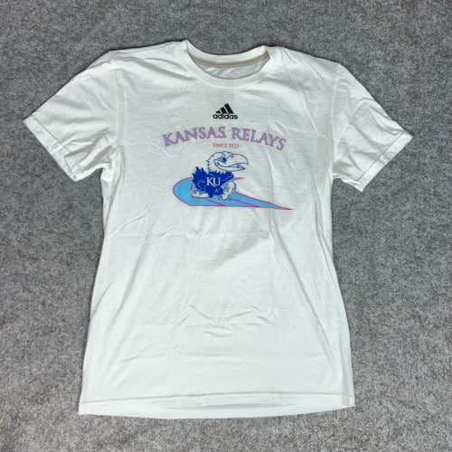 Kansas Jayhawks Mens Shirt Extra Small Adidas White Blue Tee NCAA Track & Field