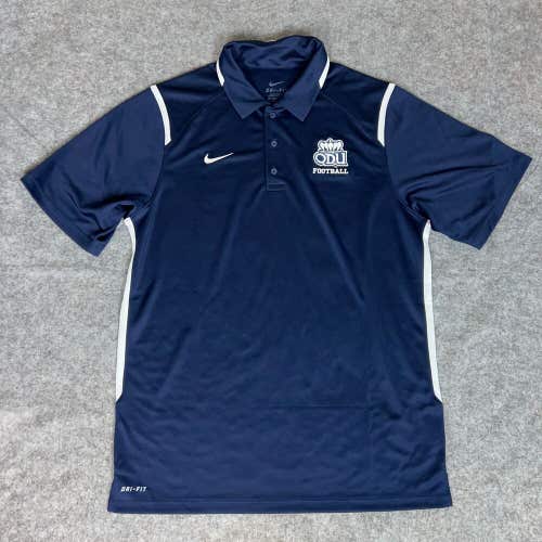 Old Dominion Monarchs Mens Shirt Medium Nike Polo Navy White Top NCAA Football