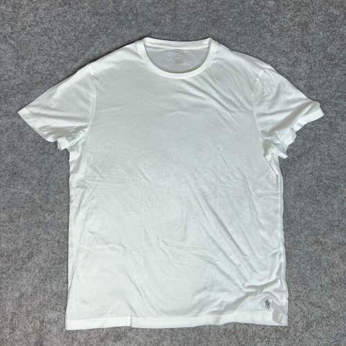 Polo Ralph Lauren Mens Shirt Large White Short Sleeve Tee Gray Pony Plain PRL