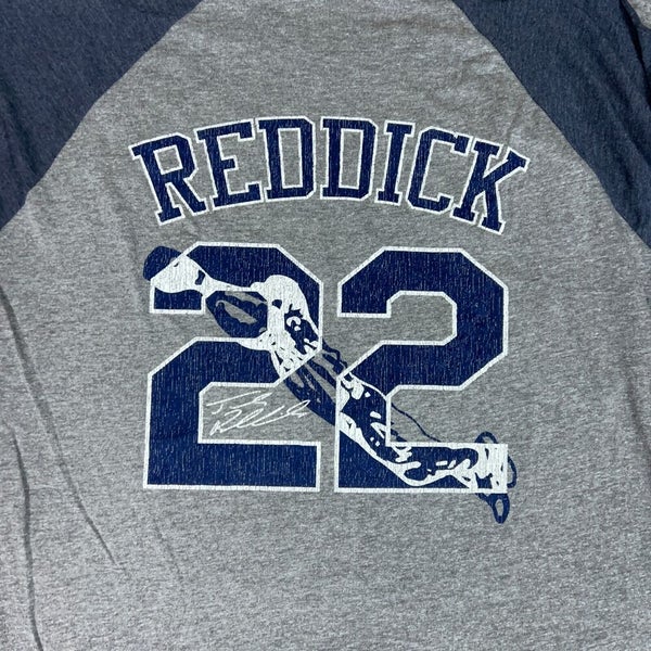 Baseball Tee Mens Shirt Medium Gray Navy 3/4 Sleeve Josh Reddick Jersey Top