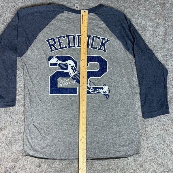 Baseball Tee Mens Shirt Medium Gray Navy 3/4 Sleeve Josh Reddick