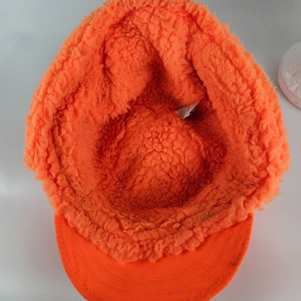 COLUMBIA Orange Ear Flaps Trapper Hat Size XL Made in USA