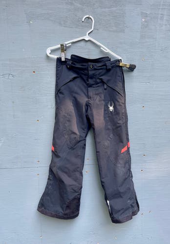 Black Unisex Youth Used Size 12 Spyder Ski Race Pants Full side zips