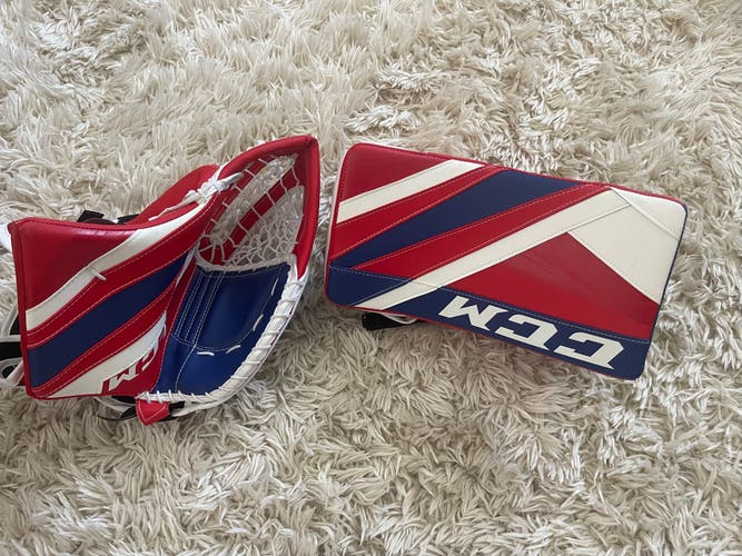 New CCM Full Right EFlex 5 Pro Stock Glove and blocker