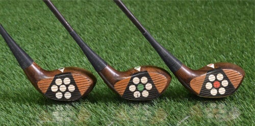 CHIEFTAIN WALSH BROS. FANCY FACE PERSIMMON WOODS DRIVER, BRASSIE + SPOON ~ LEFTY