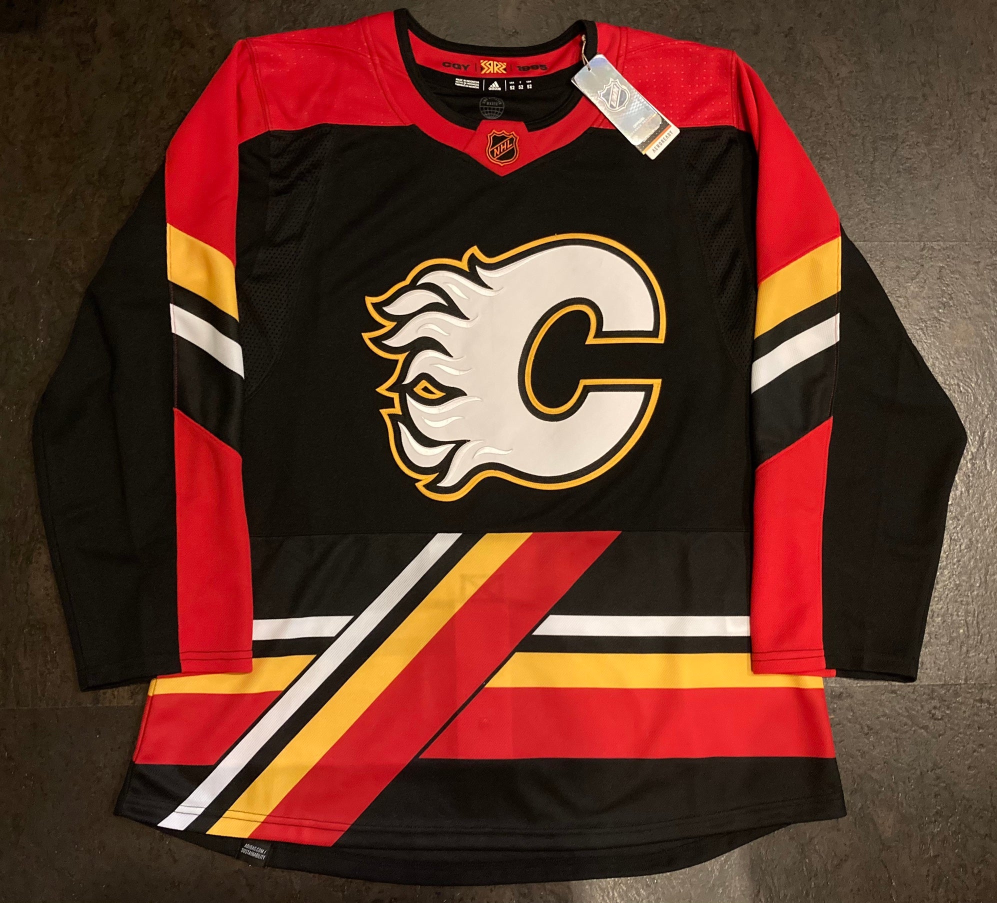 Calgary Flames Reebok NHL Edge Team Logo Long Sleeve Hockey Jersey Shirt