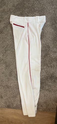 White With Red Piping Alleson Baseball Pants