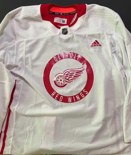 Detroit Red Wings White New Size 56 Men's Adidas Practice Jersey
