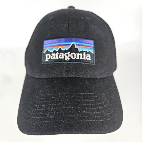 Patagonia Black Logo Trucker Mesh Snapback Hat Cap